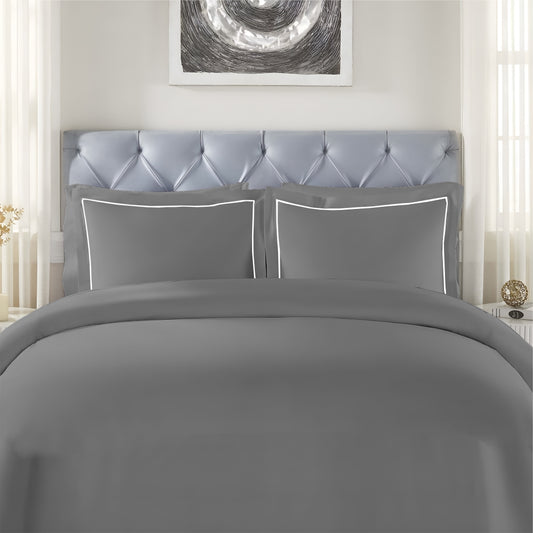 Customizable 250 TC Dyed Sateen Elegance Fitted Bedsheet - Dark Grey