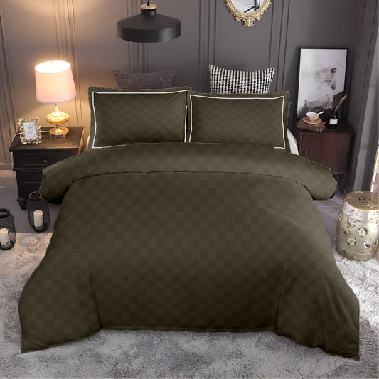 Customizable 300 TC Mozziac Checks Bedsheet - Taupe