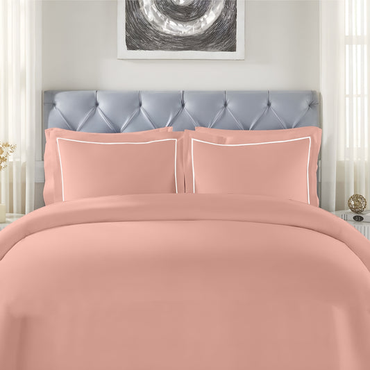 Customizable 250 TC Dyed Sateen Elegance Fitted Bedsheet - Peach