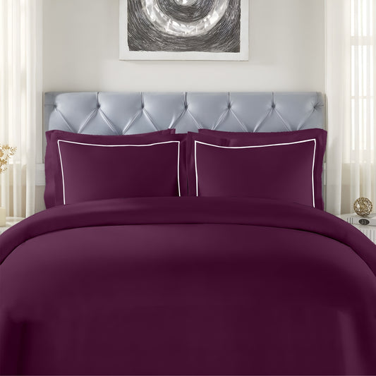 Customizable 250 TC Dyed Sateen Elegance Bedsheet - Wine