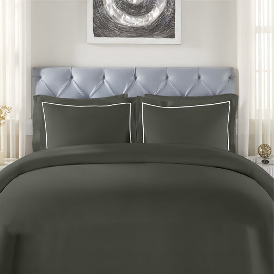 Customizable 250 TC Dyed Sateen Elegance Fitted Bedsheet - Dark Green