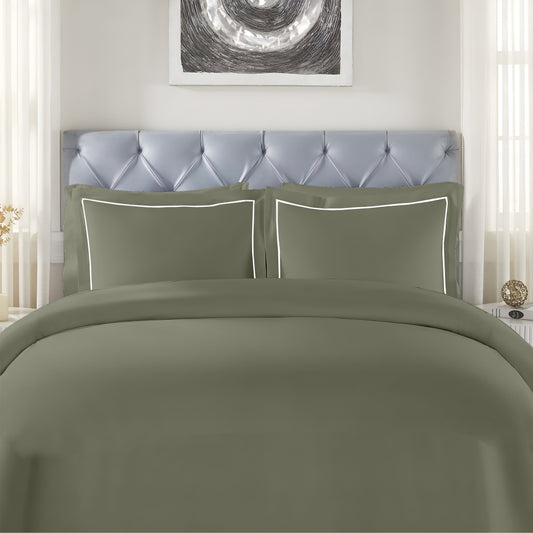 Customizable 250 TC Dyed Sateen Elegance Fitted Bedsheet - Olive Green