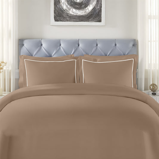 Customizable 250 TC Dyed Sateen Elegance Fitted Bedsheet - Beige