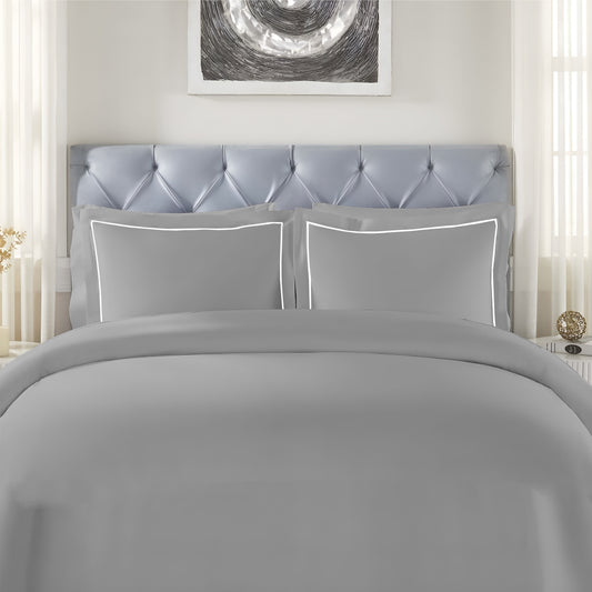 Customizable 250 TC Dyed Sateen Elegance Fitted Bedsheet - Silver