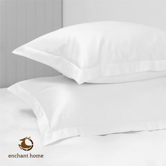Pure Cotton Plain Percale Pillow Cover Set - White
