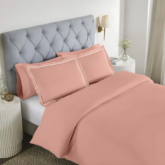 Elegance 250 TC King Bedsheet - Peach