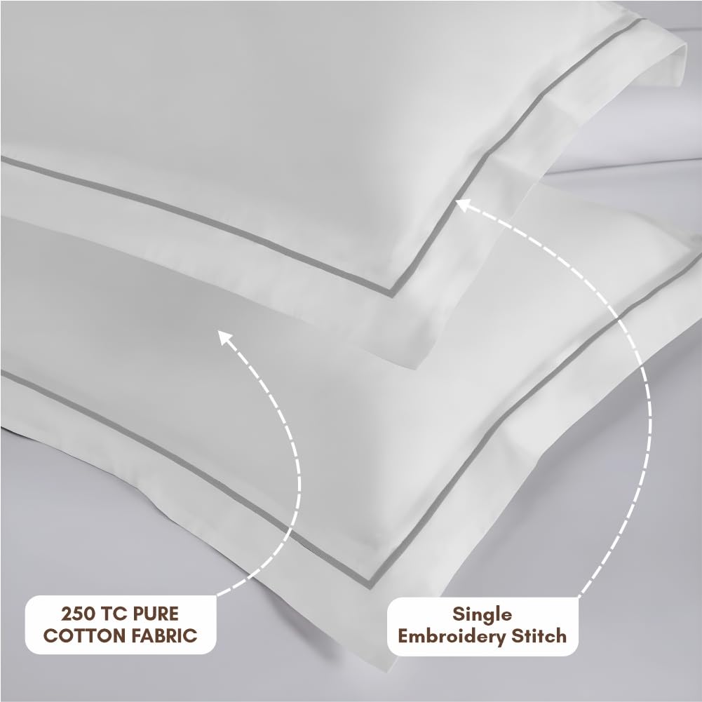 Elegance 250 TC King Bedsheet - White