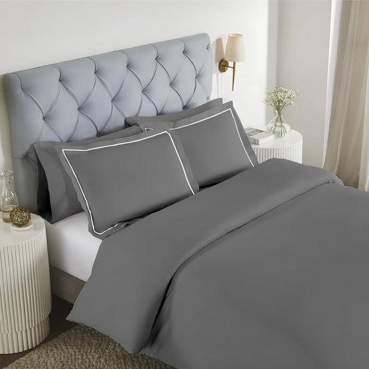 Elegance 250 TC King Bedsheet - Dark Grey