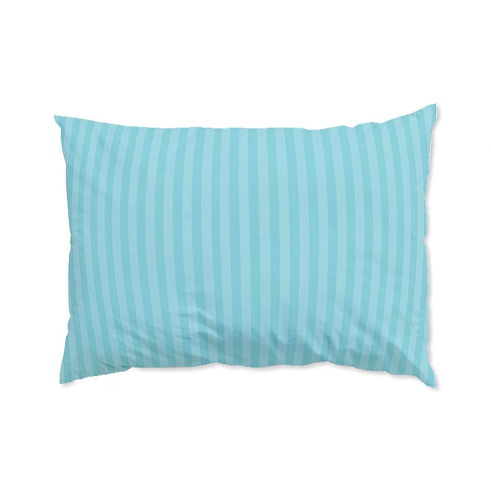 Aqua satin stripe cotton bedsheet fabric close-up