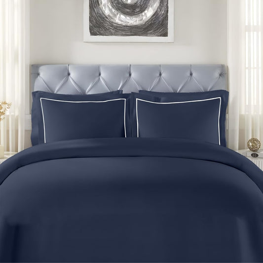 Elegance 250 TC King Bedsheet - Navy Blue