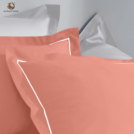 Pure Cotton 300 TC Solid Pillow Cover Set - Blush