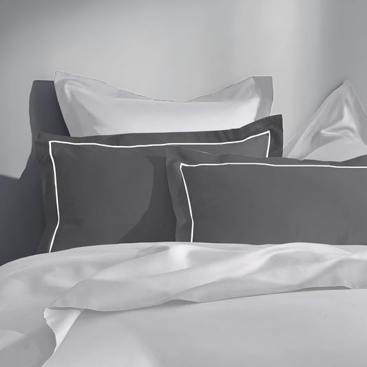 Pure Cotton 300 TC Solid Pillow Cover Set - Dark Grey