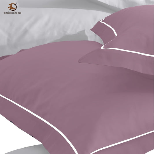 Pure Cotton 300 TC Solid Pillow Cover Set - Cameo Rose