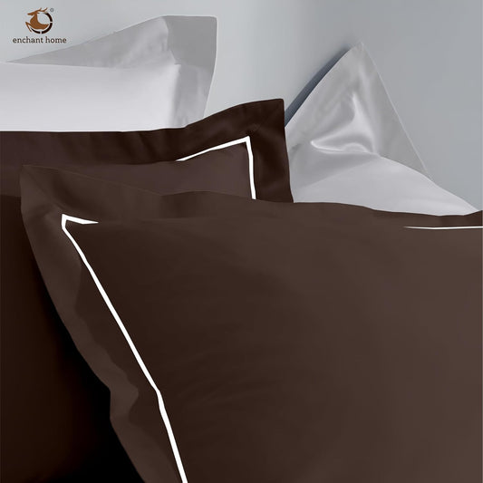 Customizable Pure Cotton 300 TC Solid Pillow Cover Set - Coffee
