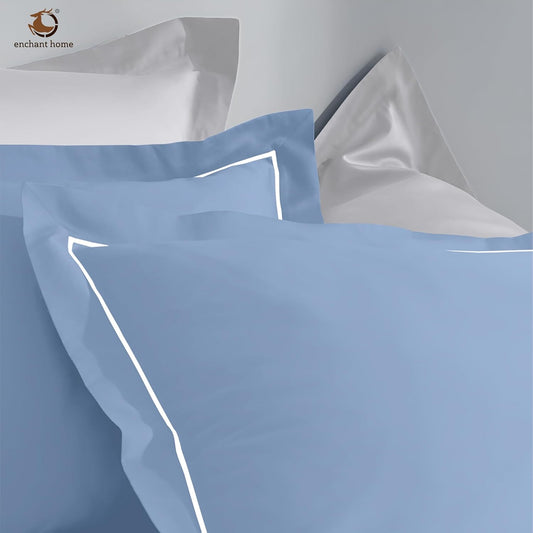 Pure Cotton 300 TC Solid Pillow Cover Set - Mediteranean Blue