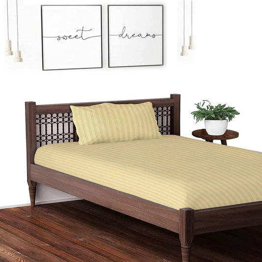 Satin Striped Single Bedsheet - Light Yellow