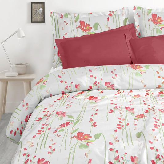 Satin Glory Pure Cotton Double Bedsheet - Pastel Red