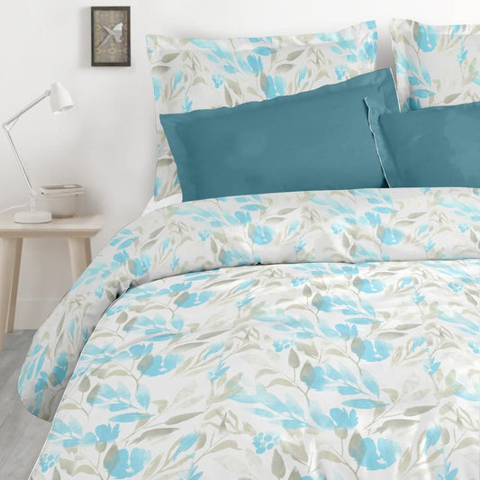 Satin Glory 200 TC Pure Cotton Double Bedsheet - Blue