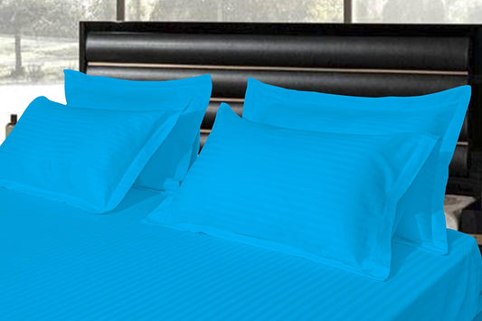 Customizable Pure Cotton Pillow Covers with Satin Stripe - Sea Green