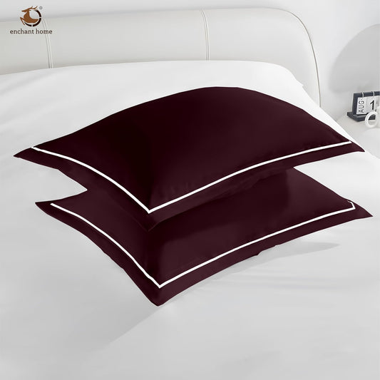 Pure Cotton 300 TC Solid Pillow Cover Set - Wine