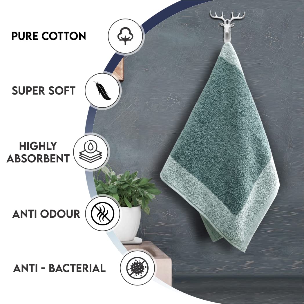 Pure Cotton Jacquard Hand Towels - Green square