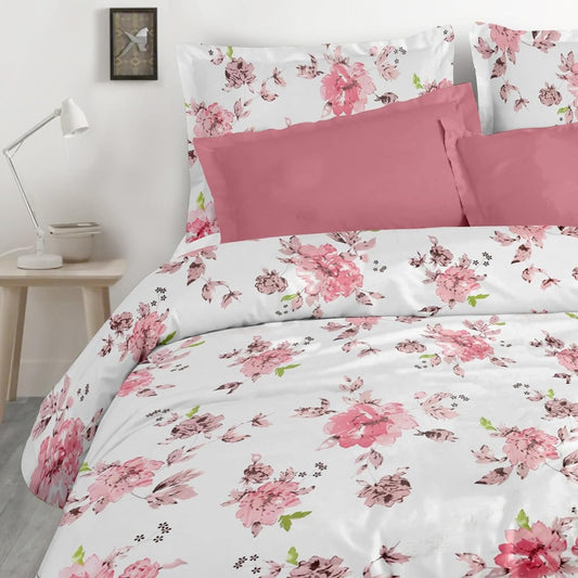 Satin Glory Pure Cotton Double Bedsheet - Pink Blossom