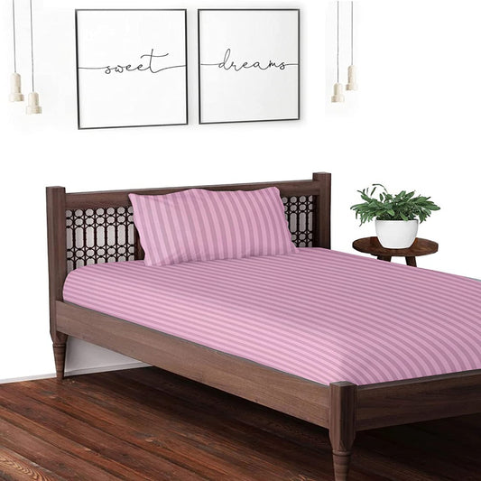 Satin Striped Single Bedsheet - Pink