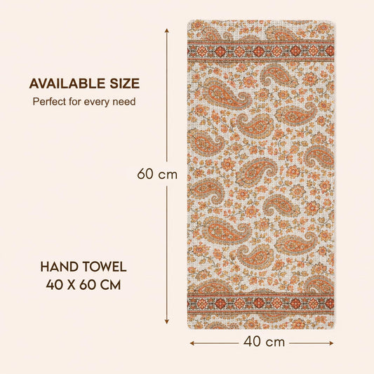 Pure Cotton Printed Waffle Hand Towel - Paisley Charm