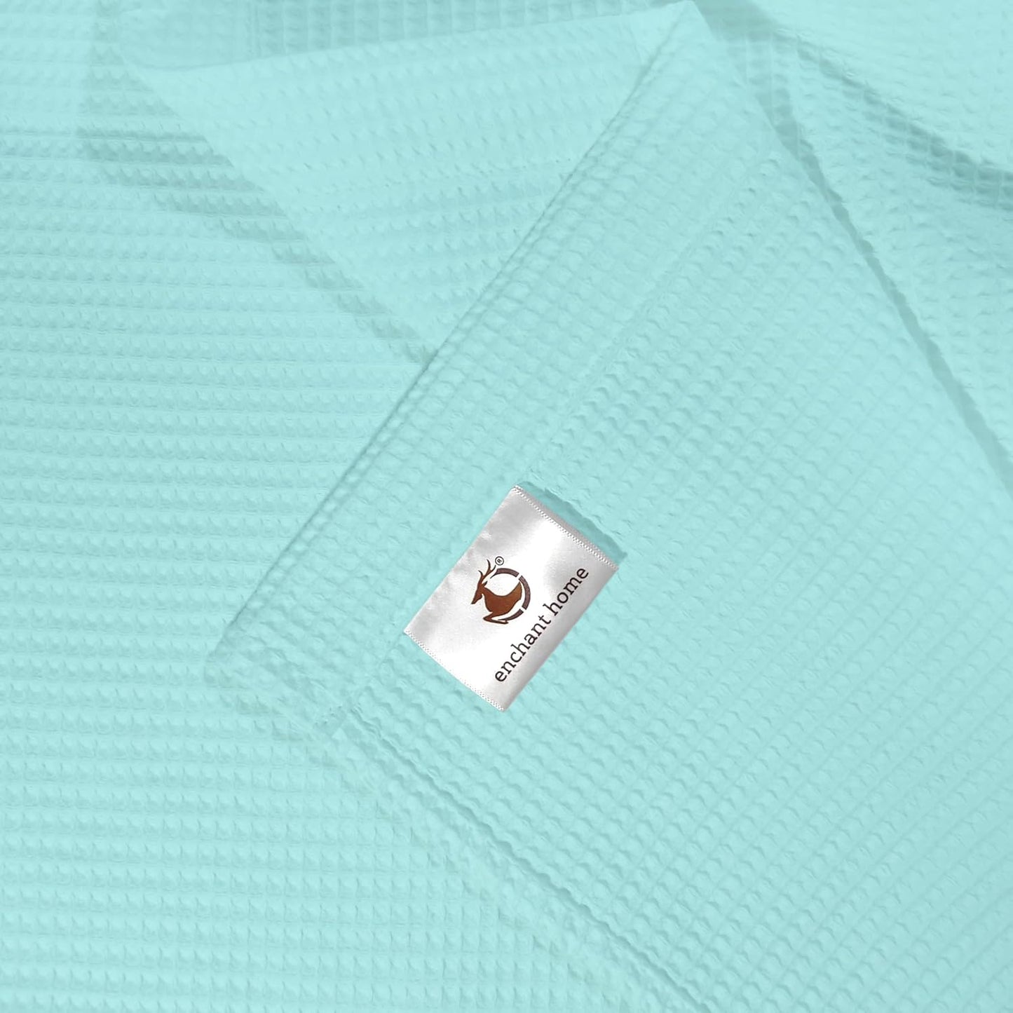 Pure Cotton Waffle Hand Towels - Aqua
