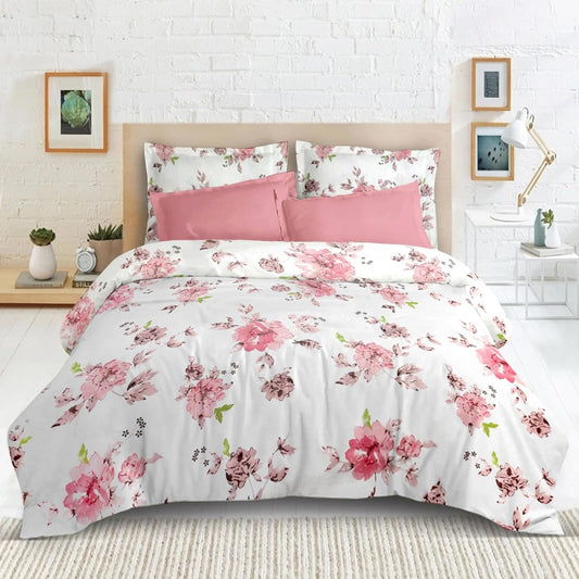Satin Glory Pure Cotton Double Bedsheet - Pink Blossom