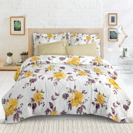Satin Glory 200 TC Pure Cotton Double Bedsheet - Yellow