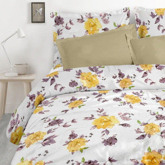 Satin Glory 200 TC Pure Cotton Double Bedsheet - Yellow
