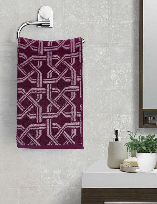 Pure Cotton Jacquard Hand Towels - Wine