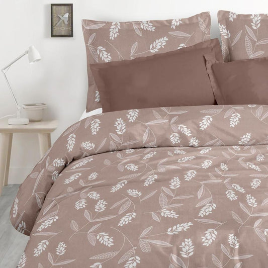 Satin Glory Pure Cotton Double Bedsheet - Leafy Brown