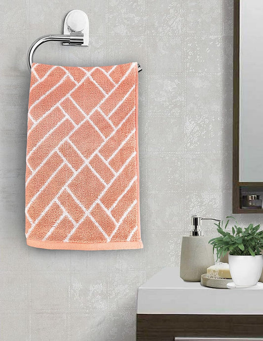Pure Cotton Jacquard Hand Towels - Orange