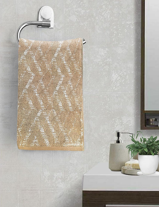 Pure Cotton Jacquard Hand Towels - Beige