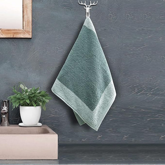 Pure Cotton Jacquard Hand Towels - Green square