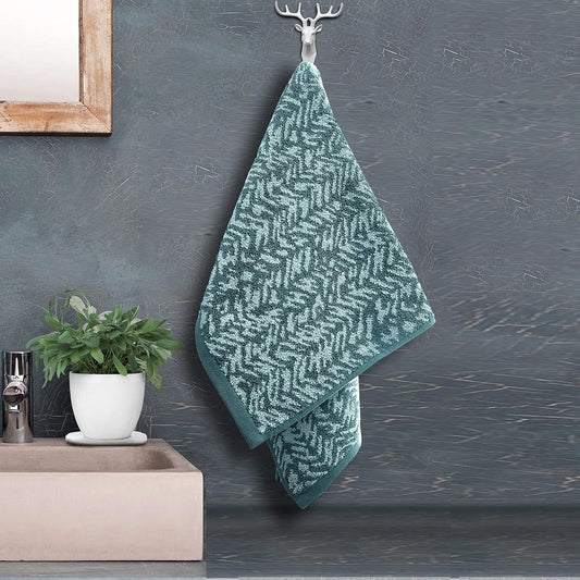 Pure Cotton Jacquard Hand Towels - Green