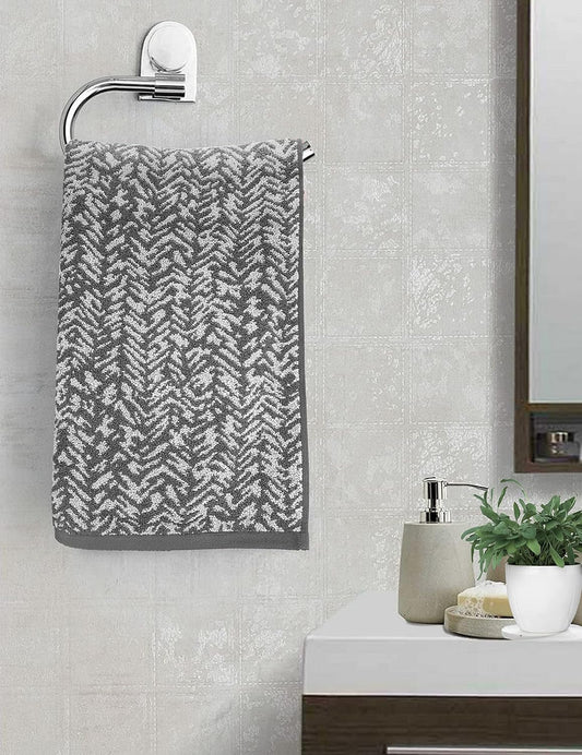 Pure Cotton Jacquard Hand Towels - Grey