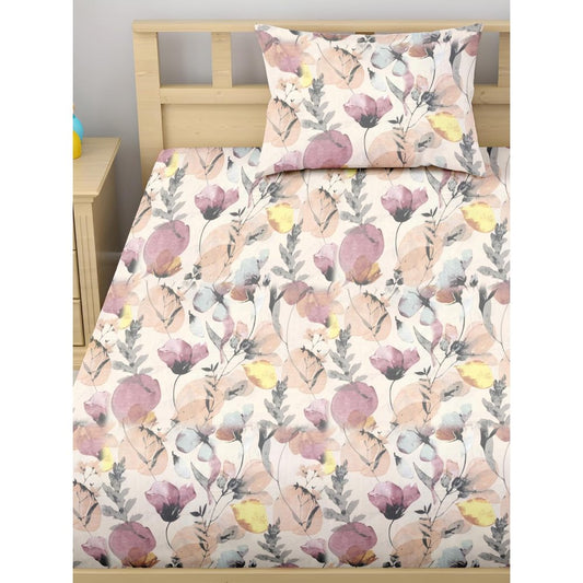 Satin Glory 200 TC pure cotton cream bedsheet with pillow covers – view 2