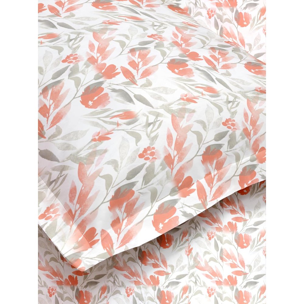 Satin Glory 200 TC Pure Cotton Single Bedsheet - Orange Leaflets