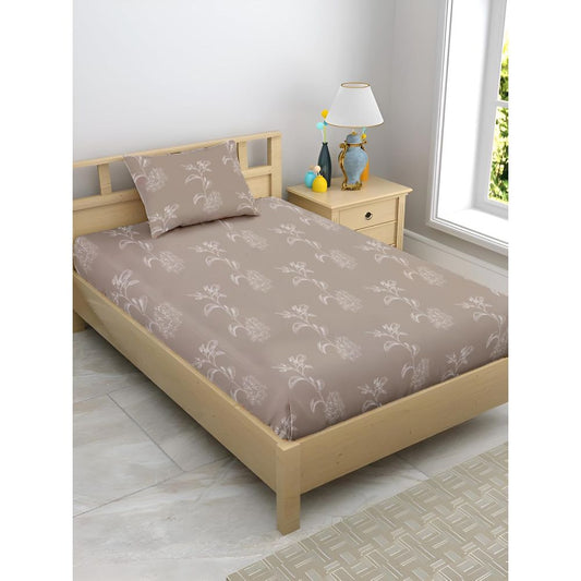 Satin Glory 200 TC Pure Cotton Single Bedsheet - Brown