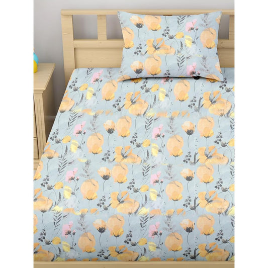 Satin Glory 200 TC Pure Cotton Single Bedsheet - Aqua