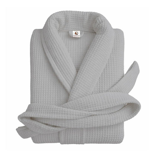 Pure Cotton Unisex Waffle Bath Robe - Grey