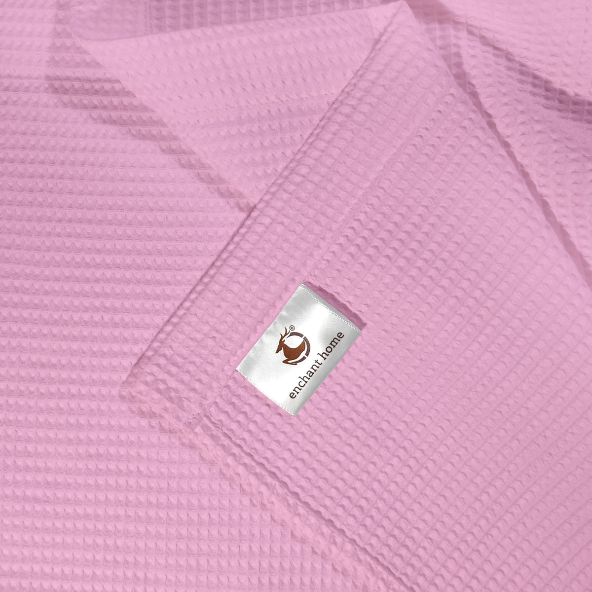 Pure Cotton Waffle Bath Towel - Pink