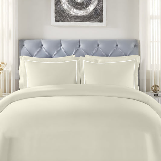 Customizable 250 TC Dyed Sateen Elegance Fitted Bedsheet - Ivory