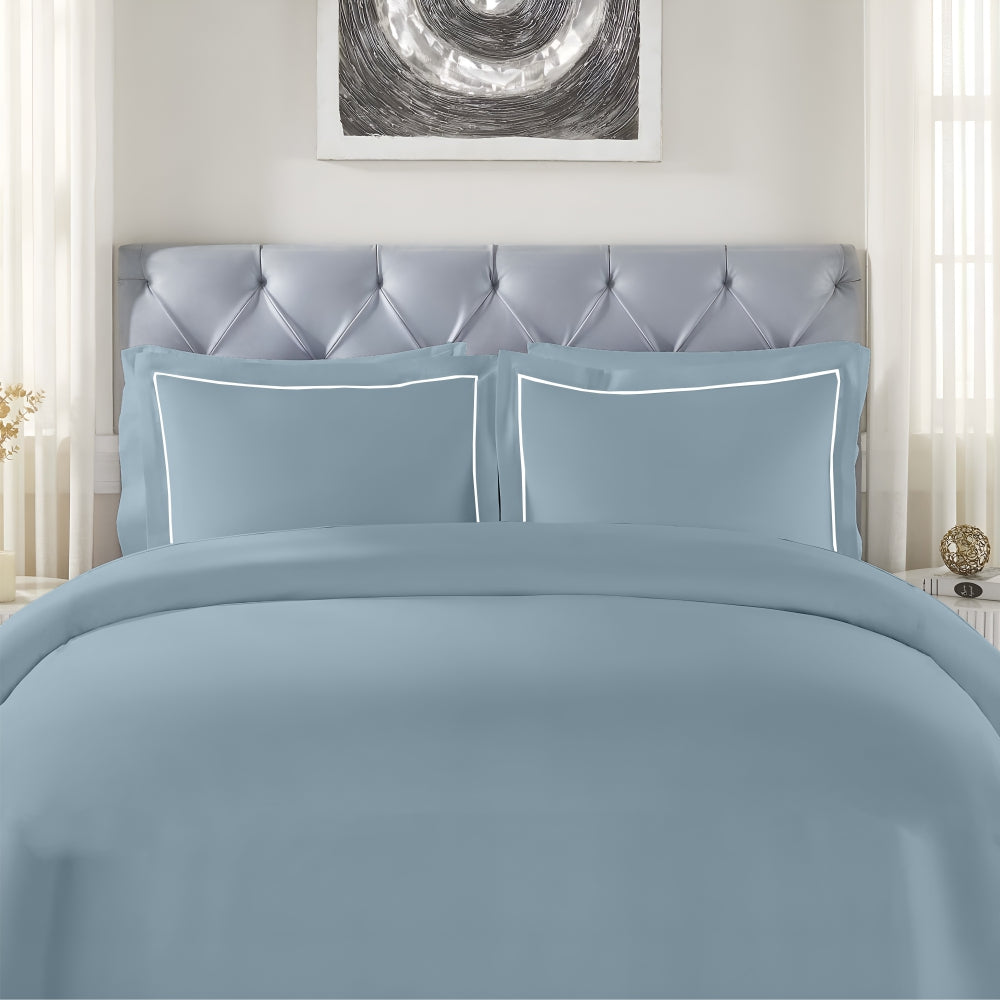 Customizable 250 TC Dyed Sateen Elegance Fitted Bedsheet - Slate Blue