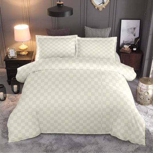 Customizable 300 TC Mozziac Checks Bedsheet - Ivory
