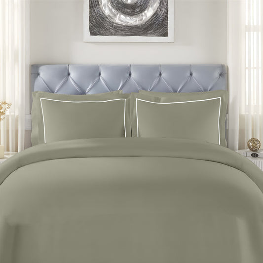Customizable 250 TC Dyed Sateen Elegance Fitted Bedsheet - Sage Green