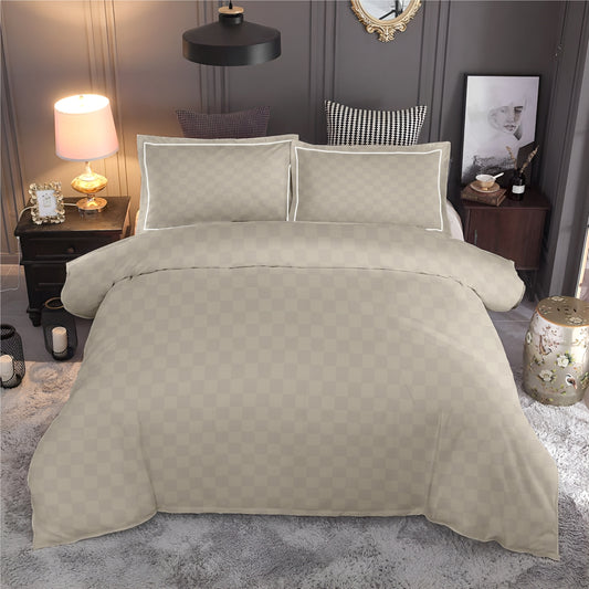 Customizable 300 TC Mozziac Checks Bedsheet - Pearl